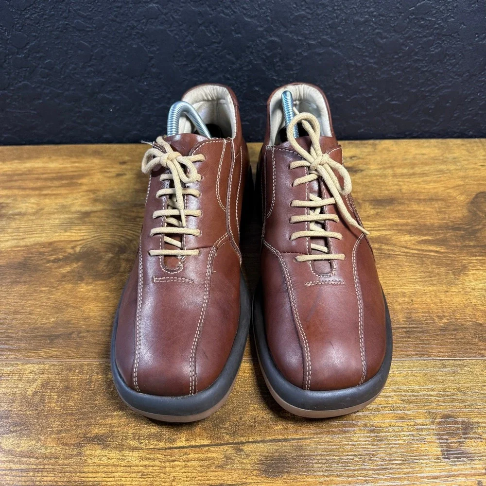 Kenneth Cole Reaction Brown Leather Square Toe Oxford Mens Size 8‎